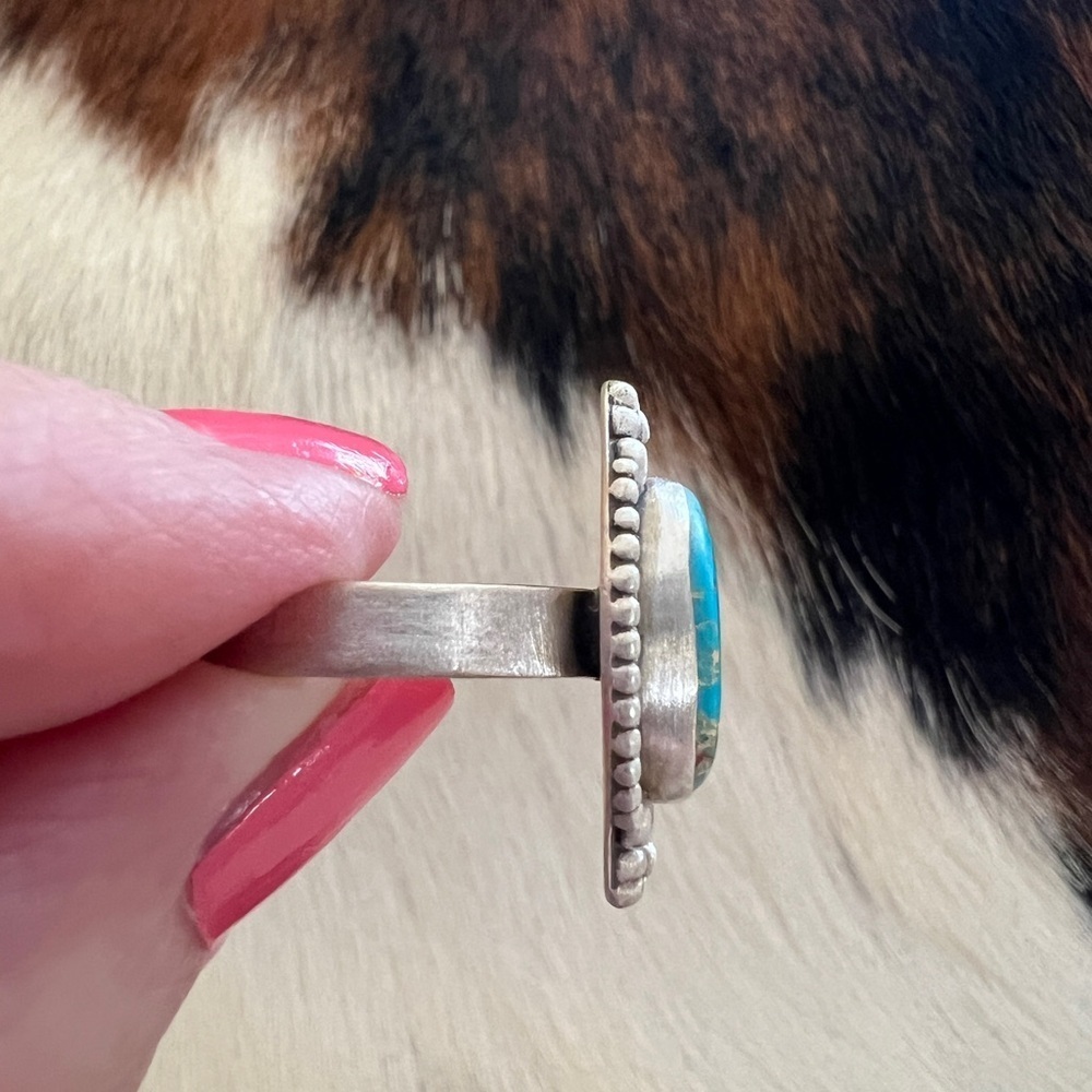 ❤️ Sea Sediment Jasper Brushed Sterling 925 Southwestern Navajo Adjustable Ring - Picture 9 of 13
